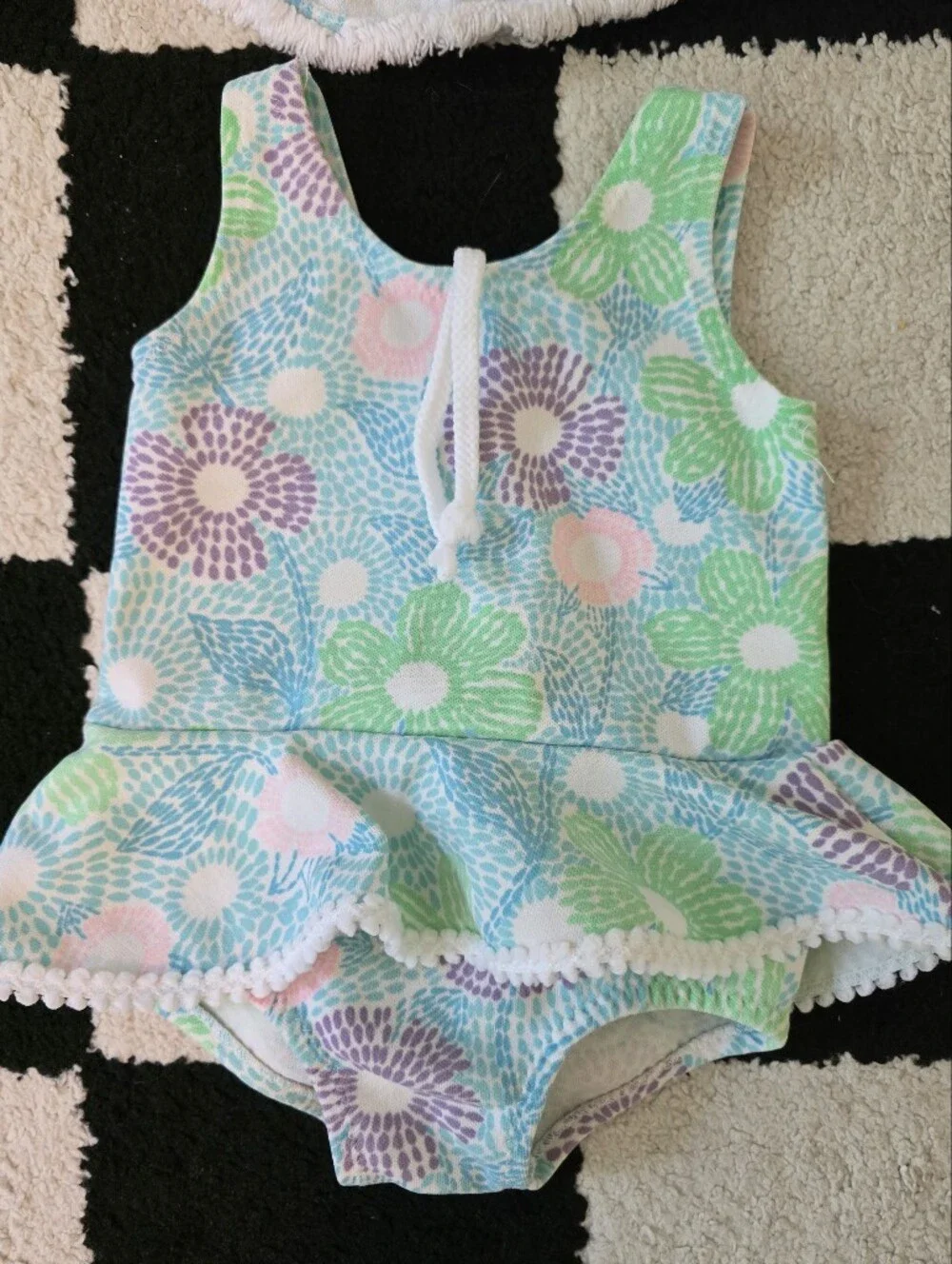 Carter's Pastel Floral Hooded One-Piece Romper in Green Blue Pink Purple